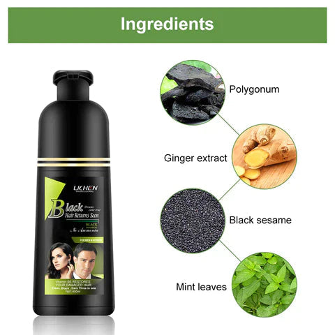 Lichen Black Hair Color Shampoo for Men and Women (200ml)