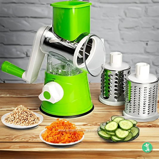 Manual Tabletop Drum Cheese Grater, 3 In 1 Rotary Shredder Slicer